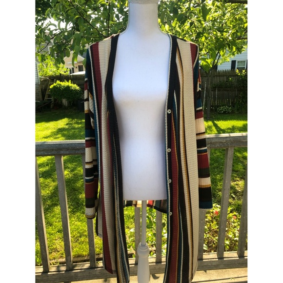Impressions Sweaters - Long Striped Cardigan